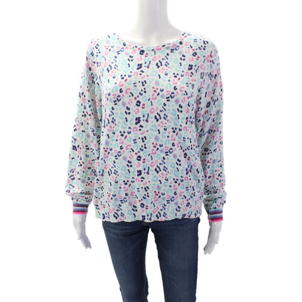 WISPR Womens Cotton Animal Printed Tight Knit Long Sleeve Sweater White Size L